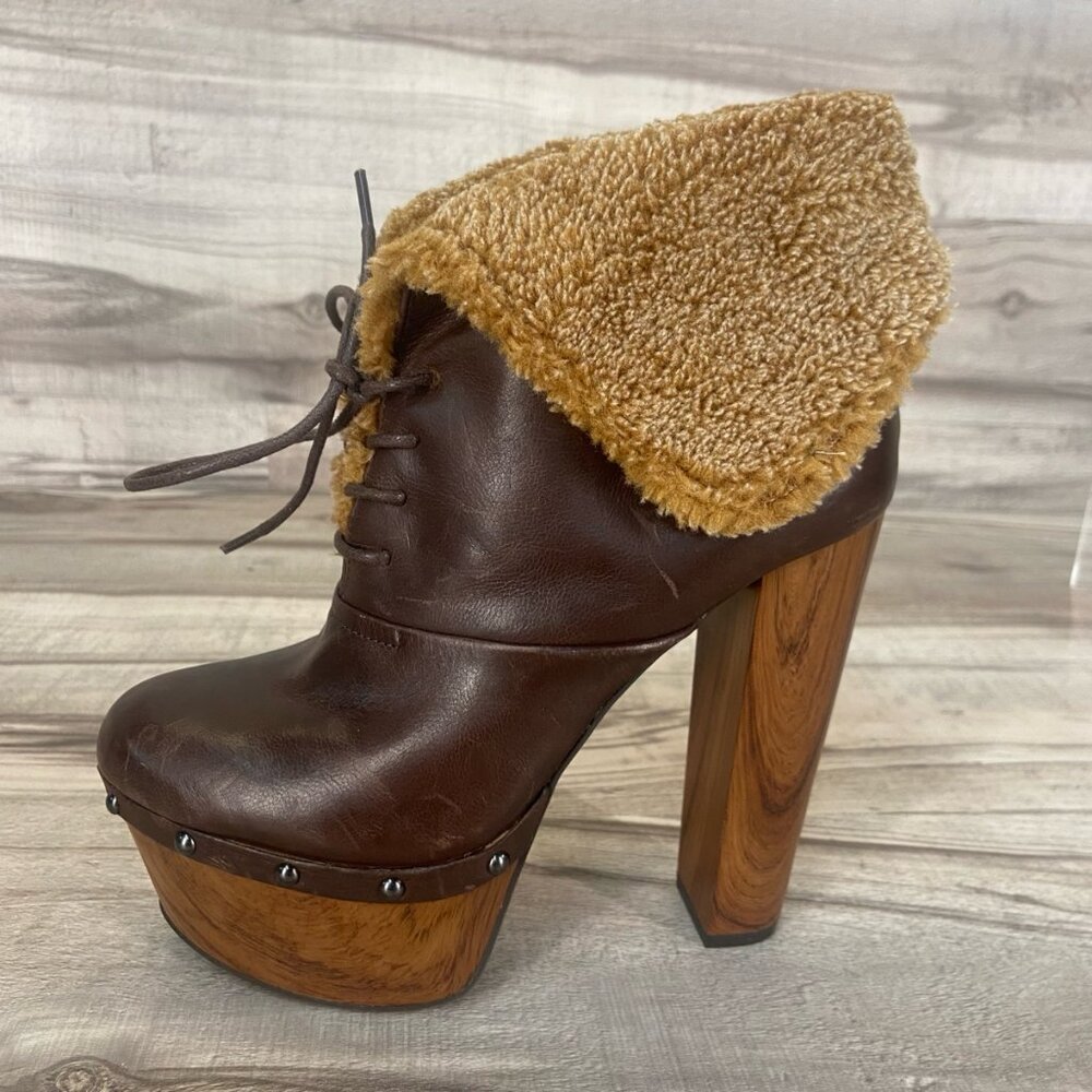 Jessica Simpson Daane Sherpa Lace-Up Boots Womens 6